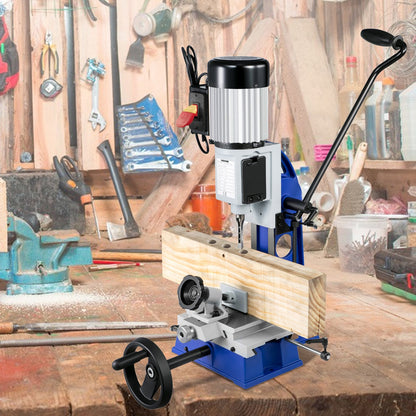 Woodworking Mortise Machine, 373 W(1/2 HP) 1400RPM Powermatic Mortiser, With Movable Work Bench Benchtop Mortising Machine, For Making Round Holes Square Holes Or Special Square Holes In Wood