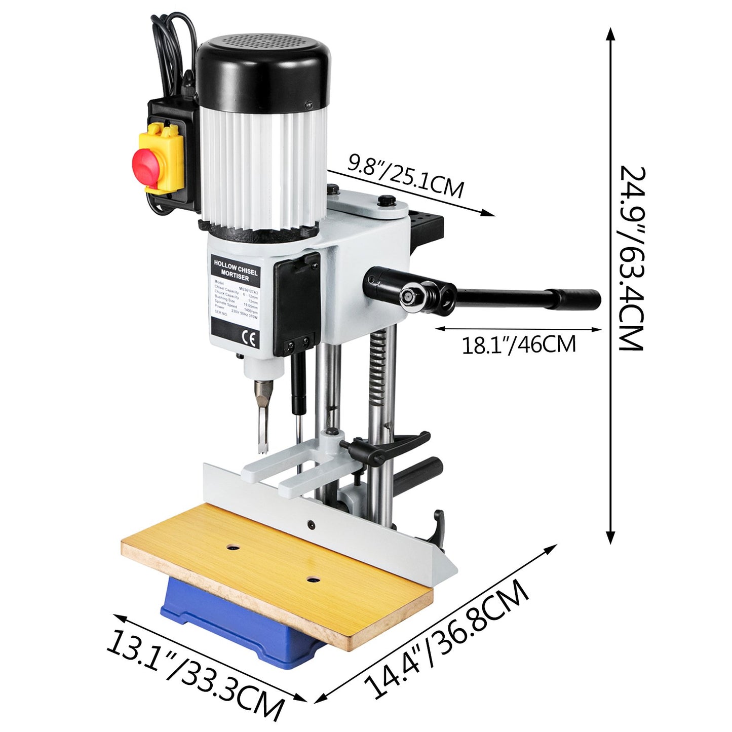 Woodworking Mortise Machine, 750W 2800RPM Powermatic Mortiser, Hollow Mortise With Chisel Bit Sets, Benchtop Mortising Machine, For Making Round Holes or Square Holes In Wood
