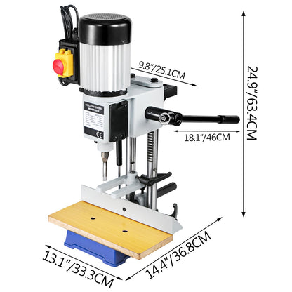 Woodworking Mortise Machine, 750W 2800RPM Powermatic Mortiser, Hollow Mortise With Chisel Bit Sets, Benchtop Mortising Machine, For Making Round Holes or Square Holes In Wood