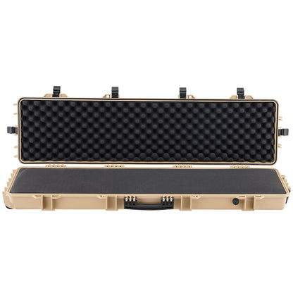Hard Rifle Case, Lockable Rifle Case with Pre-cut Foams, 1270 mm Movable Gun Storage with Wheels, IP67 Waterproof & Dustproof Pistol Storage for Rifle, Shotgun, Airsoft Gun, Khaki