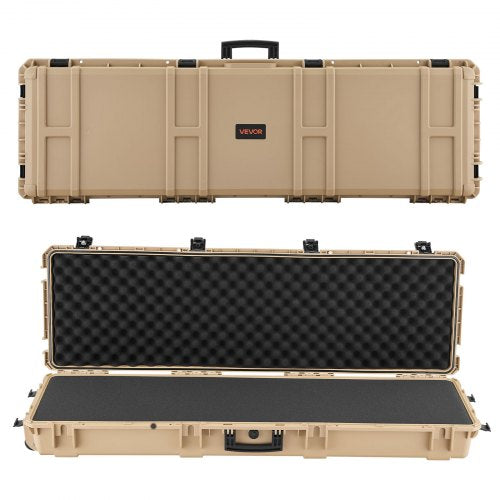 Hard Rifle Case, Lockable Rifle Case with Pre-cut Foams, 1320 mm Gun Storage with Wheels, Heavy Duty IP67 Waterproof & Dustproof Pistol Storage Cases for Rifles, Shotguns, Airsoft Guns, Khaki