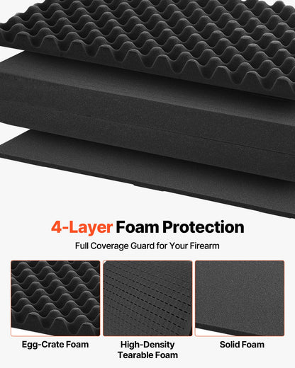 Hard Rifle Case, Lockable Rifle Case with Pre-cut Foams, 1320 mm Gun Storage with Wheels, Heavy Duty IP67 Waterproof & Dustproof Pistol Storage Cases for Rifles, Shotguns, Airsoft Guns, Black