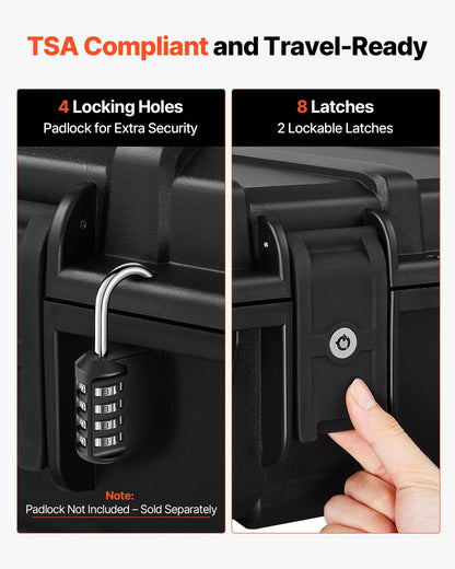 Hard Rifle Case, Lockable Rifle Case with Pre-cut Foams, 1320 mm Gun Storage with Wheels, Heavy Duty IP67 Waterproof & Dustproof Pistol Storage Cases for Rifles, Shotguns, Airsoft Guns, Black