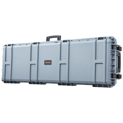 Hard Rifle Case, Lockable Rifle Case with Pre-cut Foams, 1320 mm Gun Storage with Wheels, Heavy Duty IP67 Waterproof & Dustproof Pistol Storage Cases for Rifles, Shotguns, Airsoft Guns, Grey