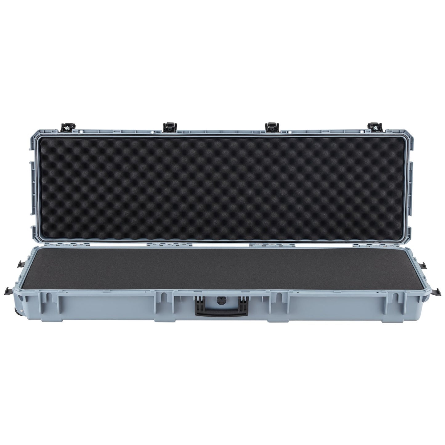 Hard Rifle Case, Lockable Rifle Case with Pre-cut Foams, 1320 mm Gun Storage with Wheels, Heavy Duty IP67 Waterproof & Dustproof Pistol Storage Cases for Rifles, Shotguns, Airsoft Guns, Grey