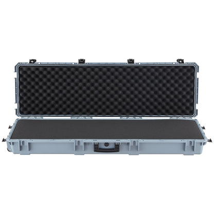 Hard Rifle Case, Lockable Rifle Case with Pre-cut Foams, 1320 mm Gun Storage with Wheels, Heavy Duty IP67 Waterproof & Dustproof Pistol Storage Cases for Rifles, Shotguns, Airsoft Guns, Grey