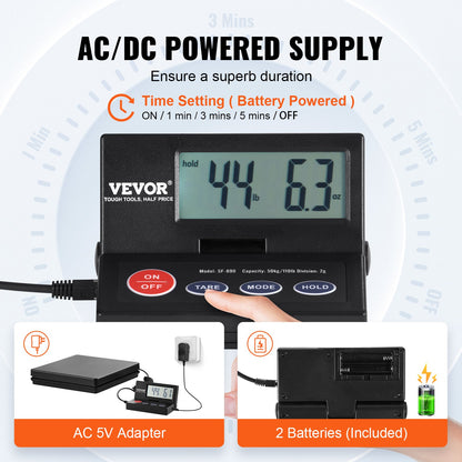 Shipping Scale Digital Postal Scale 49.9 kg x 2 g, AC/DC Package LCD