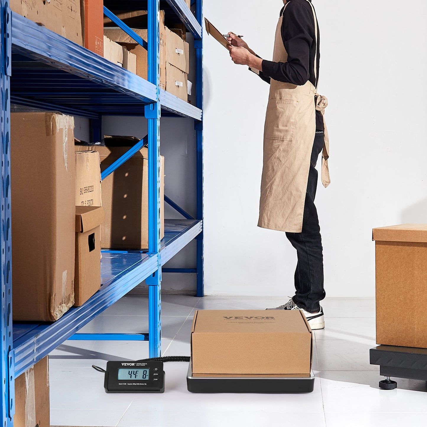 Digitale Versandwaage, Briefwaage 199,6 kg x 48 g, AC/DC-Gehäuse, LCD-Display