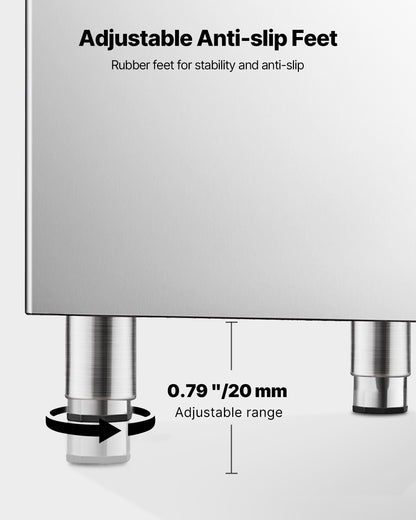 Commercial Ice Maker Storage Bin, 136 kg Capacity Ice-Bin, Commercial Ice Storage Bin with Adjustable Anti-slip Rubber Feet, Suitable for Restaurant Hotel and Beverage Shops