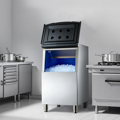 Commercial Ice Maker Storage Bin, 113 KG Capacity Ice-Bin, Stainless Steel Commercial Ice Storage Bin with Adjustable Anti-slip Rubber Feet, Suitable for Restaurant Hotel and Beverage Shops
