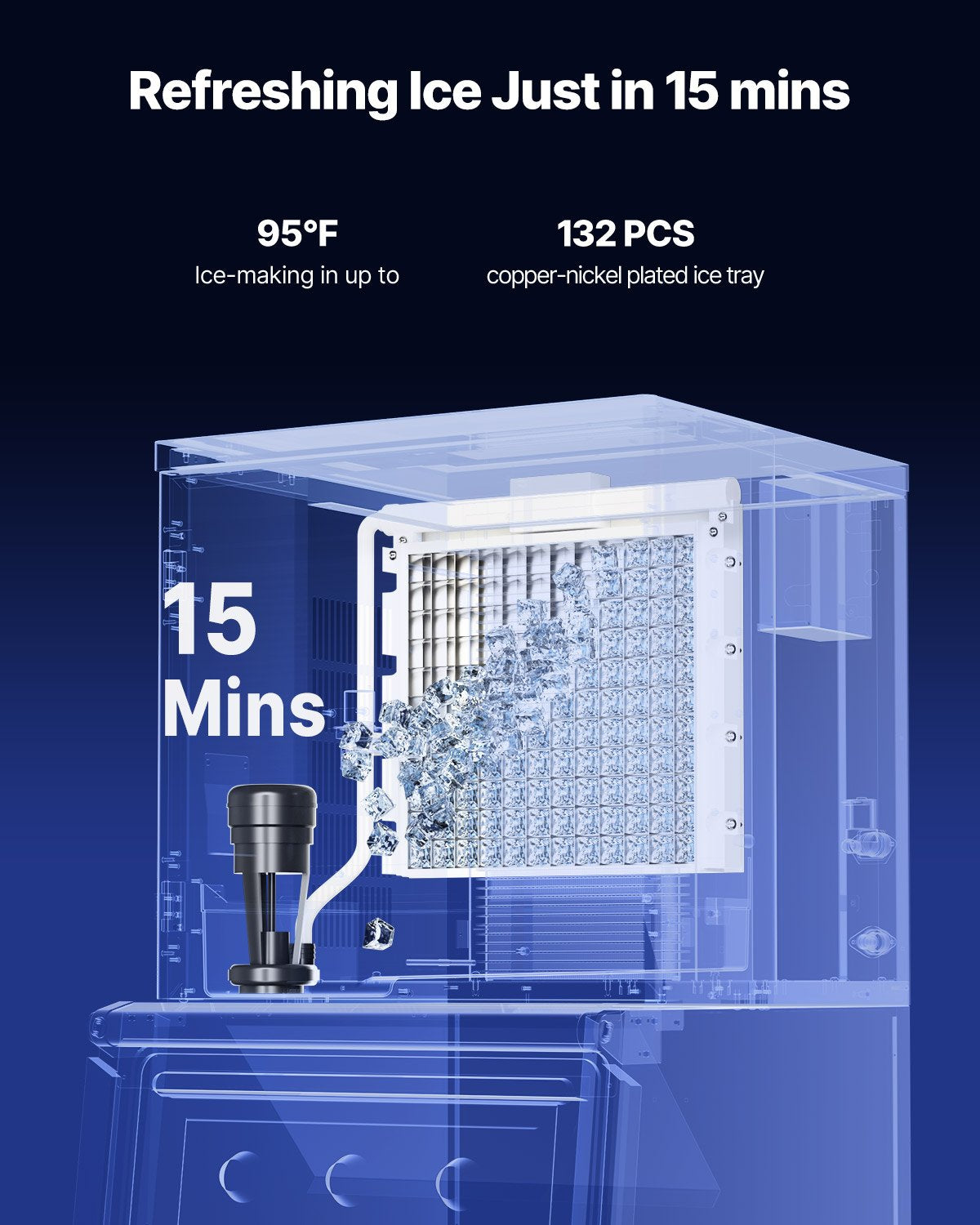 Commercial Ice Maker 300 lbs/24 h Self-Cleaning Ice Machine - Head Only