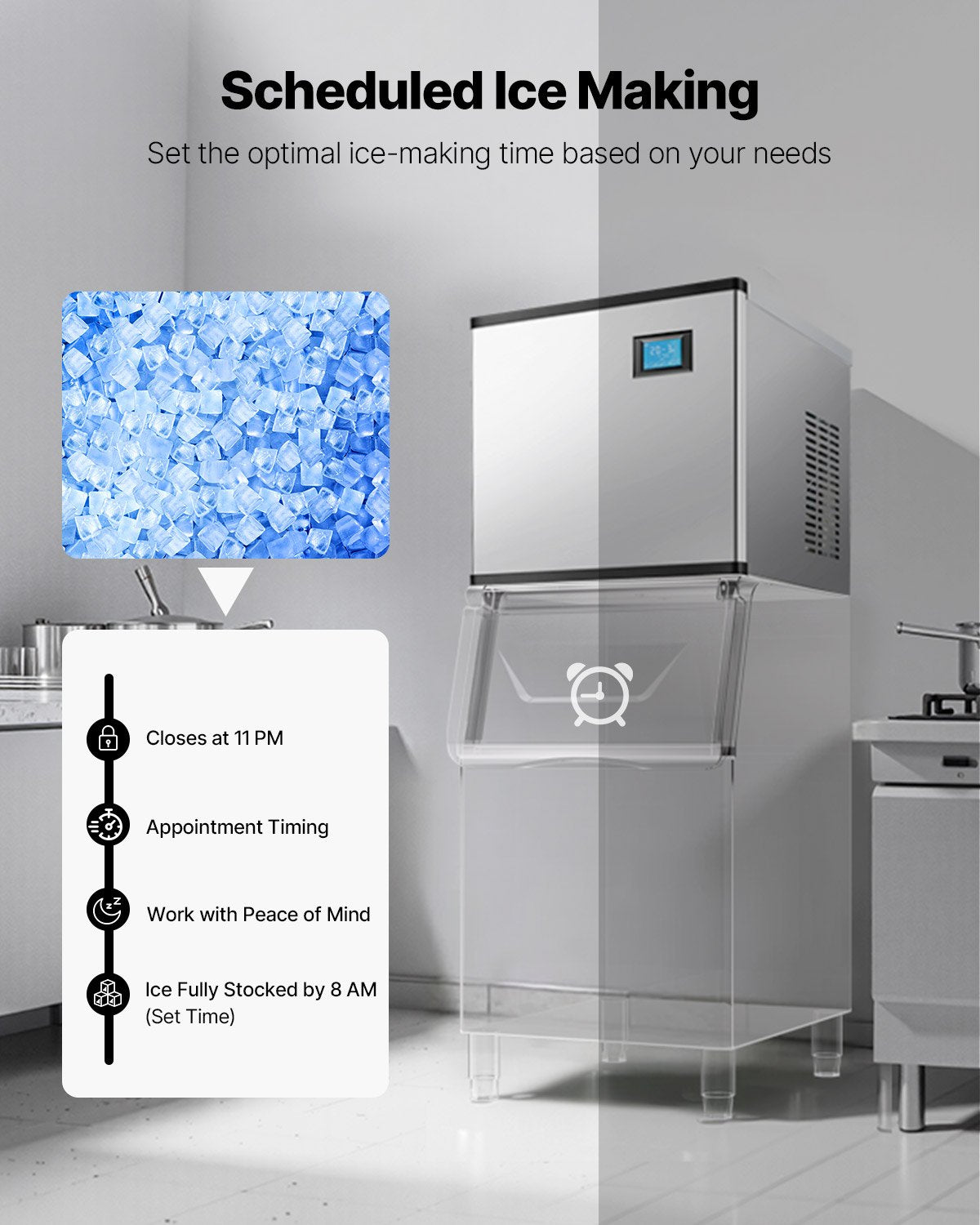 Commercial Ice Maker 300 lbs/24 h Self-Cleaning Ice Machine - Head Only