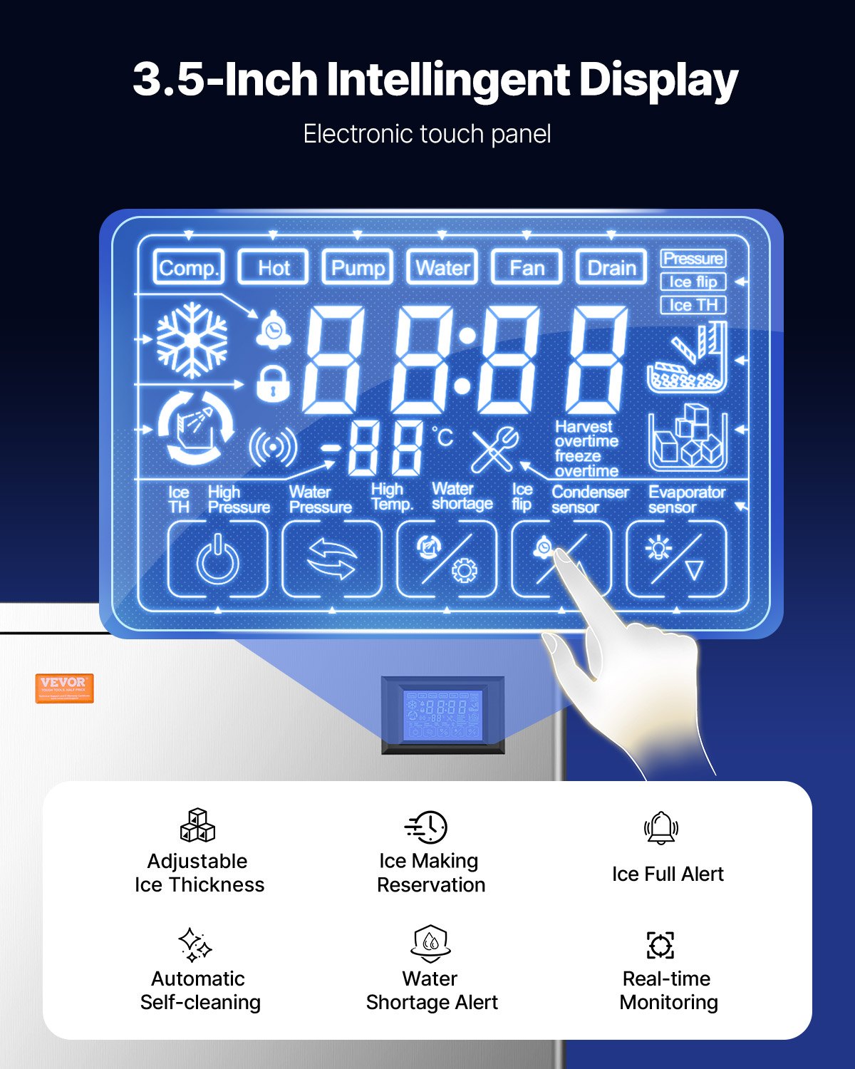 Commercial Ice Maker 360 lbs/Day Self-Cleaning Ice Machine - Head Only