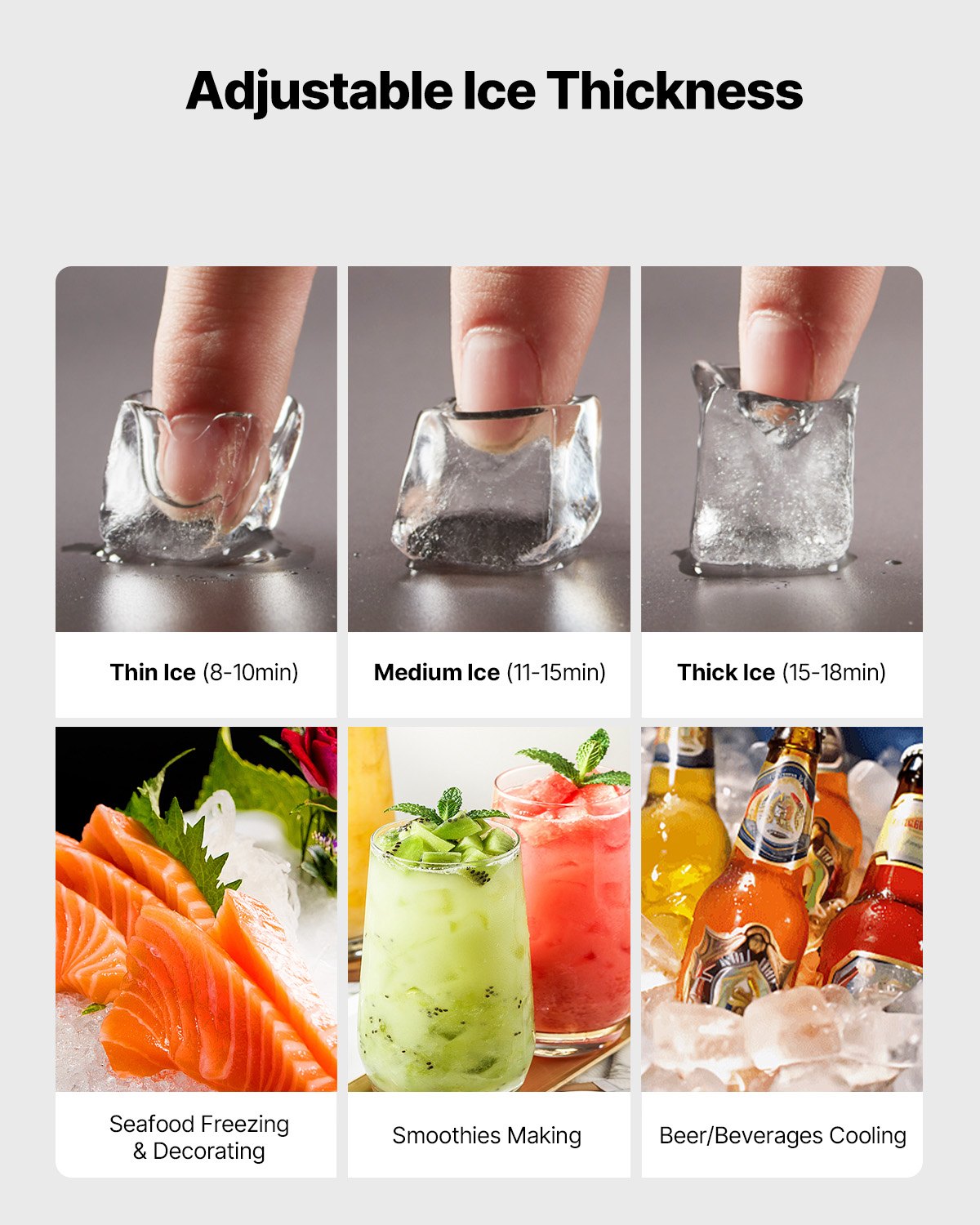 Gewerbliche Eismaschine – Prozessor, 136 kg/Tag, Edelstahl, mit programmierter Eisproduktion, Selbstreinigung, einstellbarer Eisdicke, ideal für Restaurants, Bars, Cafés und Hotels – nur Prozessor