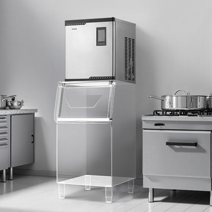 Gewerbliche Eismaschine – Prozessor, 136 kg/Tag, Edelstahl, mit programmierter Eisproduktion, Selbstreinigung, einstellbarer Eisdicke, ideal für Restaurants, Bars, Cafés und Hotels – nur Prozessor