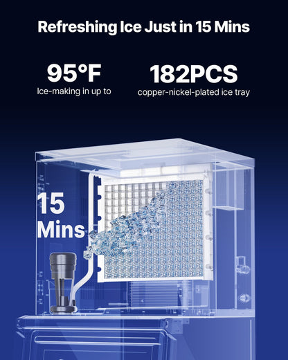 Commercial Ice Maker Machine - Head, 181 kg/Day Stainless Steel Ice Machine with Scheduled Ice-Making, Self-Cleaning, Adjustable Thickness, Ideal for Restaurant Bar Cafe Hotel - Head Only