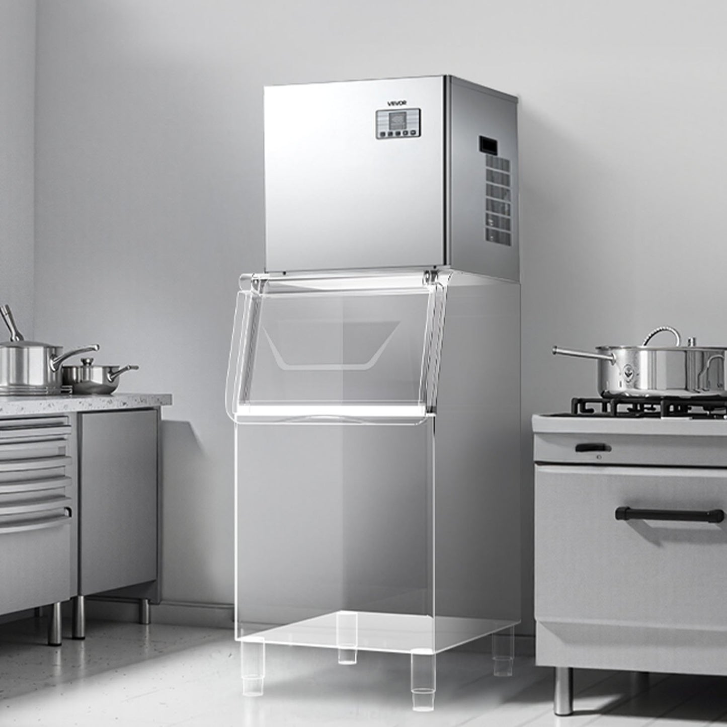 Commercial Ice Maker Machine - Head, 181 kg/Day Stainless Steel Ice Machine with Scheduled Ice-Making, Self-Cleaning, Adjustable Thickness, Ideal for Restaurant Bar Cafe Hotel - Head Only