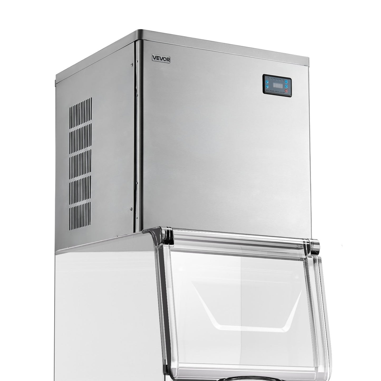 Gewerbliche Eismaschine – Prozessorkopf, 204 kg/Tag, Edelstahl-Eismaschine mit programmierter Eisproduktion, Selbstreinigung, einstellbarer Eisdicke, ideal für Restaurants, Bars, Cafés und Hotels – nur Prozessorkopf