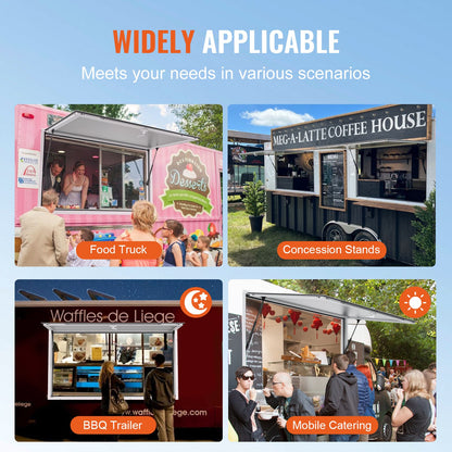 Concession Window 36"x24", Aluminum Alloy Food Truck Service Window with Awning Door & Drag Hook, Up to 85 Degrees Stand Serving Window for Food Trucks Concession Trailers, Glass Not Included