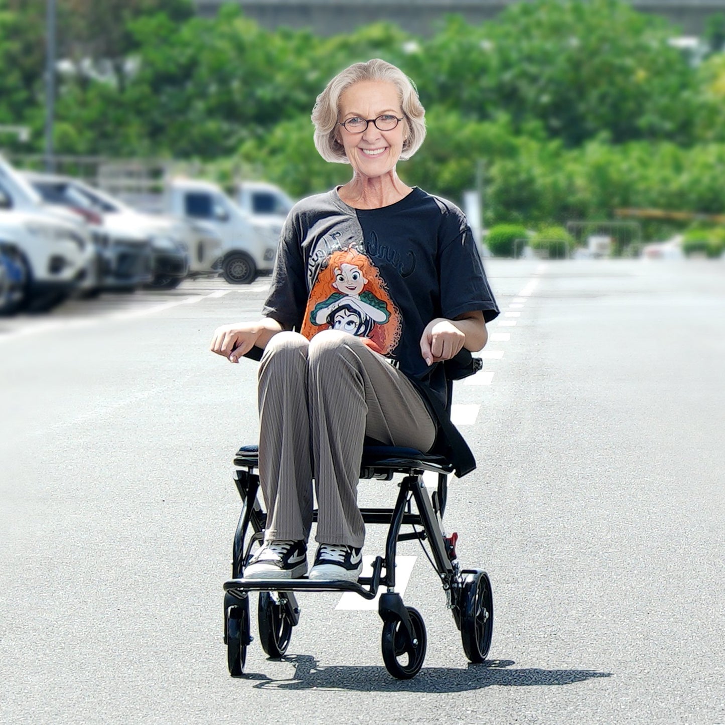 Wheelchair Aluminum Alloy Transport Chair Foldable 40 cm W Seat 99.8 kg