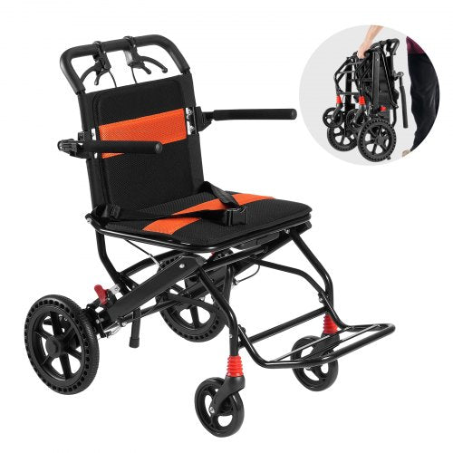 Wheelchair Aluminum Alloy Transport Chair Foldable 45.7 cm W Seat 99.8 kg