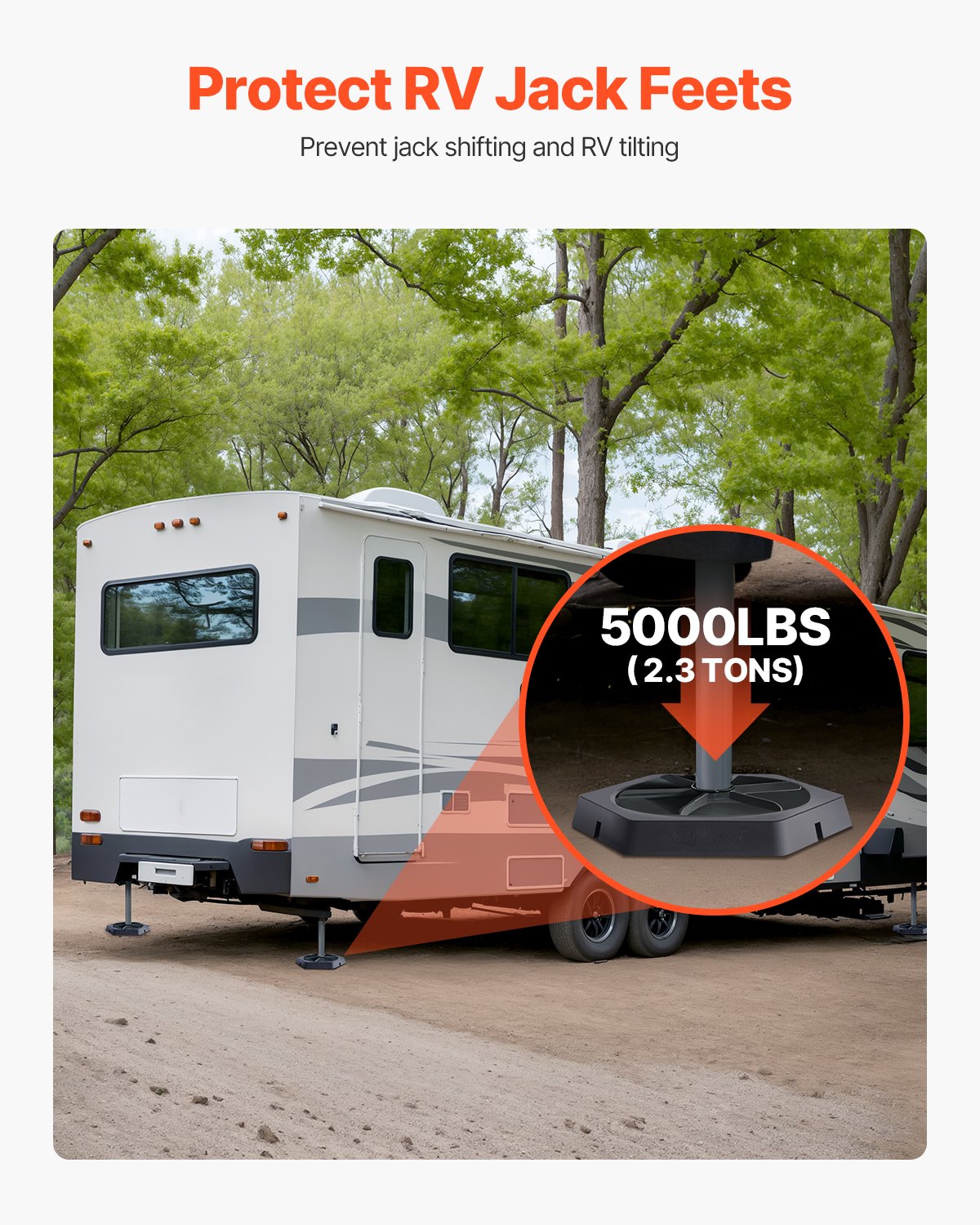 RV Leveling Pads, 4-Pack Rubber Trailer Jack Pads, Each with 5000 lbs Capacity, Jack Stabilizer Padding with Large Surface Area, Ideal for 10" Round Feet, 5th Wheels Class A/C Motorhomes Camper