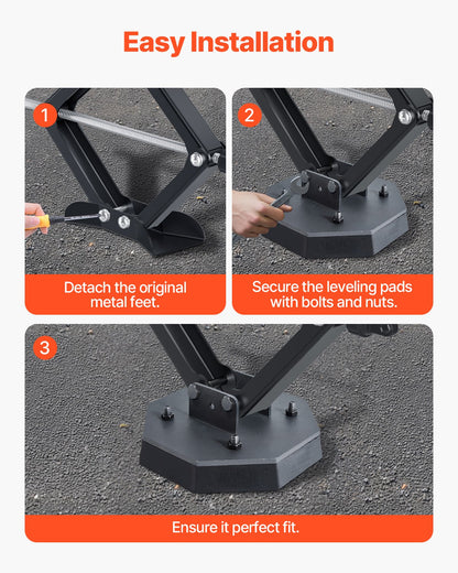 RV Leveling Pads, 4-Pack Rubber Trailer Jack Pads, Each with 5000 lbs Capacity, Standard Jack Stabilizer Pad with Large Surface Area, Ideal for Scissor Jack Feet 5th Wheels Class A/C Motorhomes