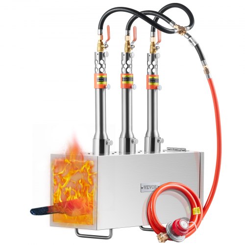 Portable Propane Forge, 3 Burner Farrier Forge, 2600℉ Tool and Knife Making Blacksmithing Gas Forge, Large Capacity Square Stainless Steel Gas Forging Tools and Equipment for Metal Forging