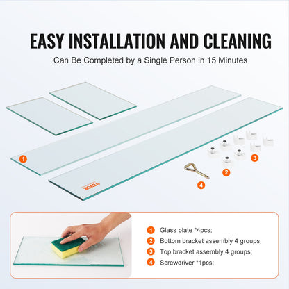 Fire Pit Wind Guard, 38 x 10.5 x 6 Inch Glass Wind Guard, Rectangular Glass Shield, 0.3\" Thick Fire Table, Clear Tempered Glass Flame Guard, Steady Feet Tree Pit Guard for Propane, Gas, Outdoor