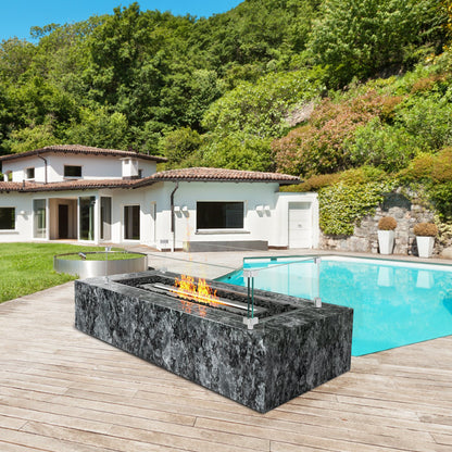 Fire Pit Wind Guard, 38 x 10.5 x 6 Inch Glass Wind Guard, Rectangular Glass Shield, 0.3\" Thick Fire Table, Clear Tempered Glass Flame Guard, Steady Feet Tree Pit Guard for Propane, Gas, Outdoor