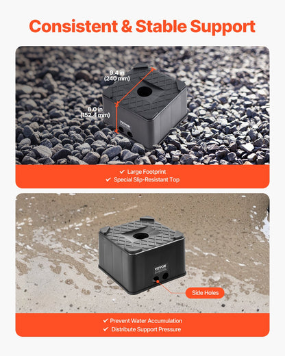 Trailer Jack Block, 6" High Heavy Duty RV Leveling Block with 6000 lbs Capacity, RV Jack Stand, Motorcycle Stand, Stool, Camper Accessories for Travel Trailers, 5th Wheels Class A/C Motorhomes