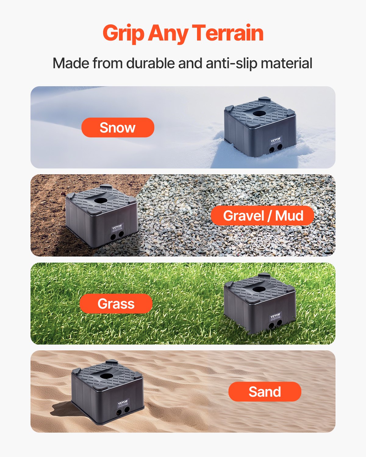 Trailer Jack Block, 6" High Heavy Duty RV Leveling Block with 6000 lbs Capacity, RV Jack Stand, Motorcycle Stand, Stool, Camper Accessories for Travel Trailers, 5th Wheels Class A/C Motorhomes