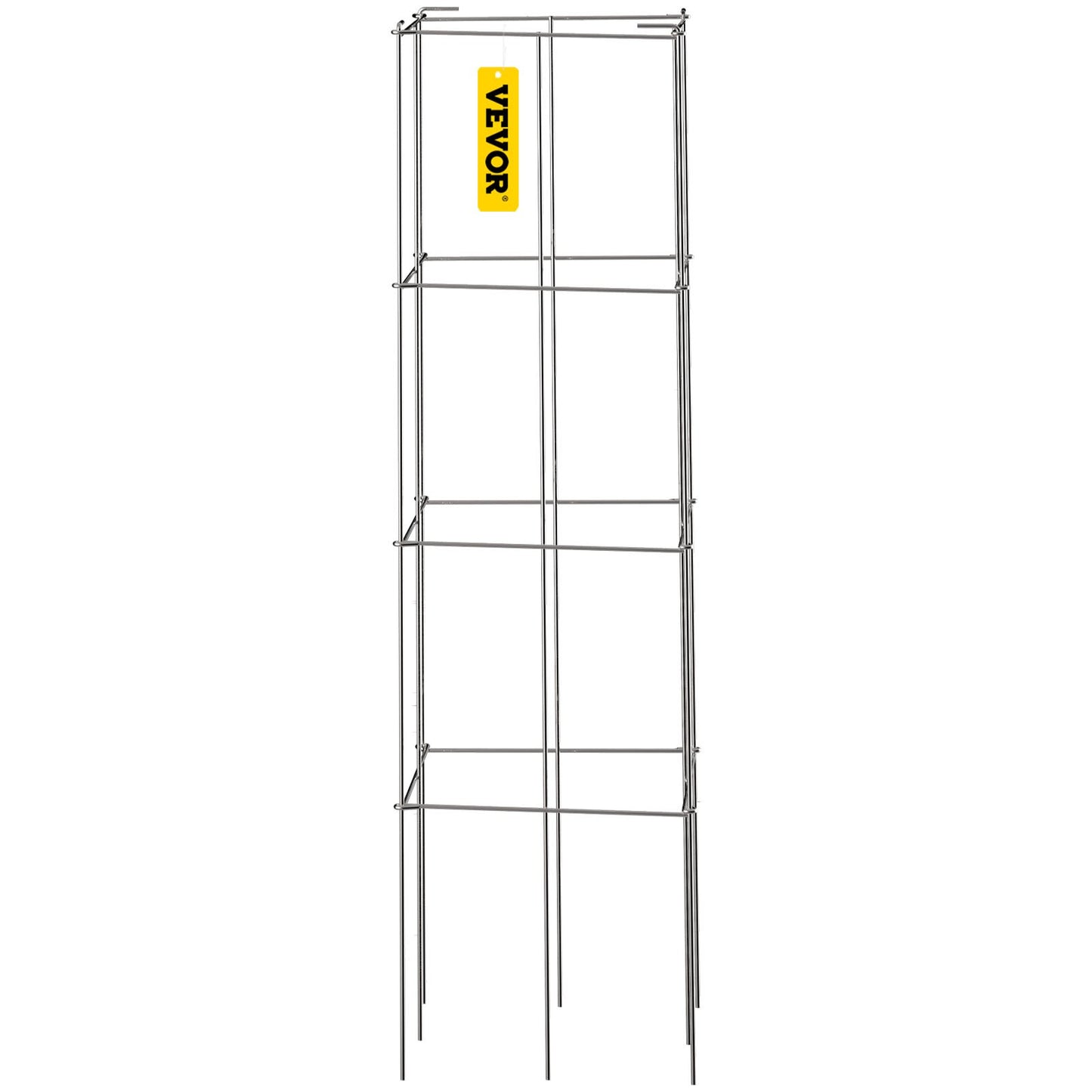 Tomato Cages, 11.8\" x 11.8\" x 46.1\", 5 Packs Square Plant Support Cages, Silver PVC-Coated Steel Tomato Towers for Climbing Vegetables, Plants, Flowers, Fruits