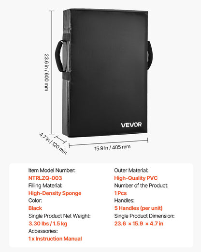 Football Blocking Dummy, 24x16 in Blocking Pads, Kick Shield Pad with Handles, High-Density Sponge Tackle Dummies, Heavy Duty Training Equipment for Basketball Hockey Lacrosse, Black, 1PCS