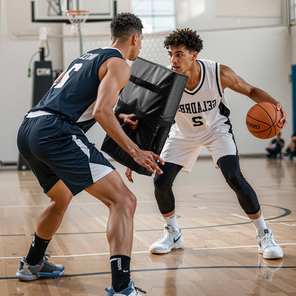 Football Blocking Dummy, 24x16 in Blocking Pads, Kick Shield Pad with Handles, High-Density Sponge Tackle Dummies, Heavy Duty Training Equipment for Basketball Hockey Lacrosse, Black, 1PCS