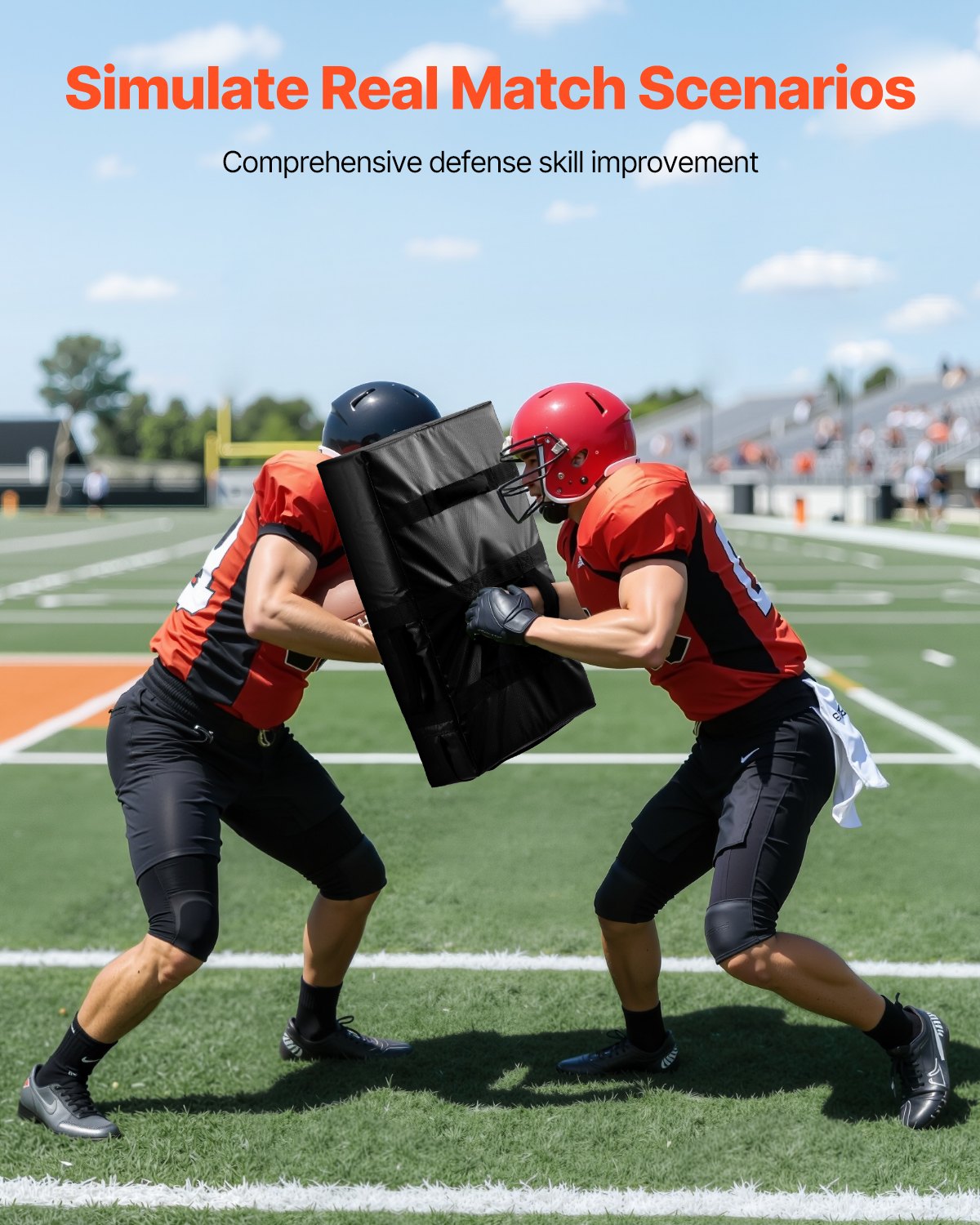 Football Blocking Dummy, 24x16 in Blocking Pads, Kick Shield Pad with Handles, High-Density Sponge Tackle Dummies, Heavy Duty Training Equipment for Basketball Hockey Lacrosse, Black, 2PCS