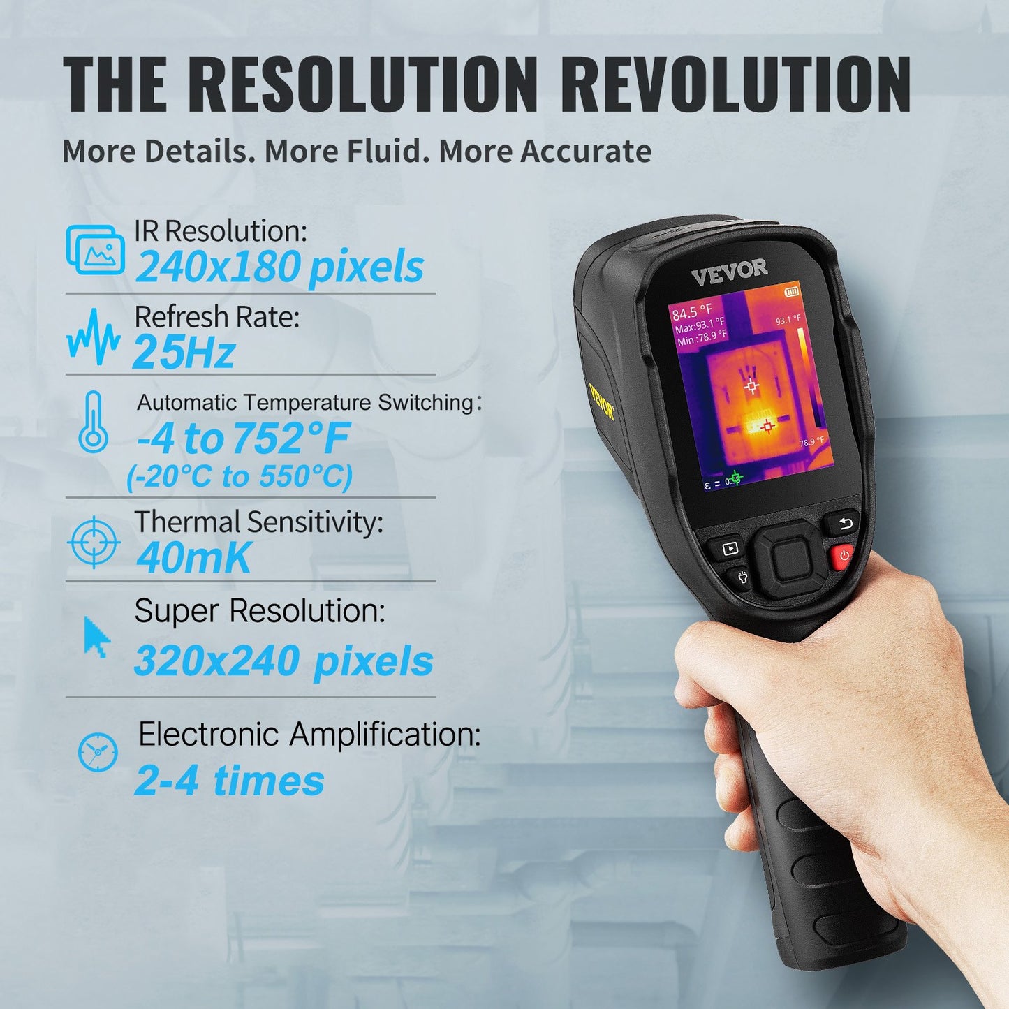 Infrared Thermal Imager Thermal Camera IR Resolution 240x180 7.1 cm LCD Screen