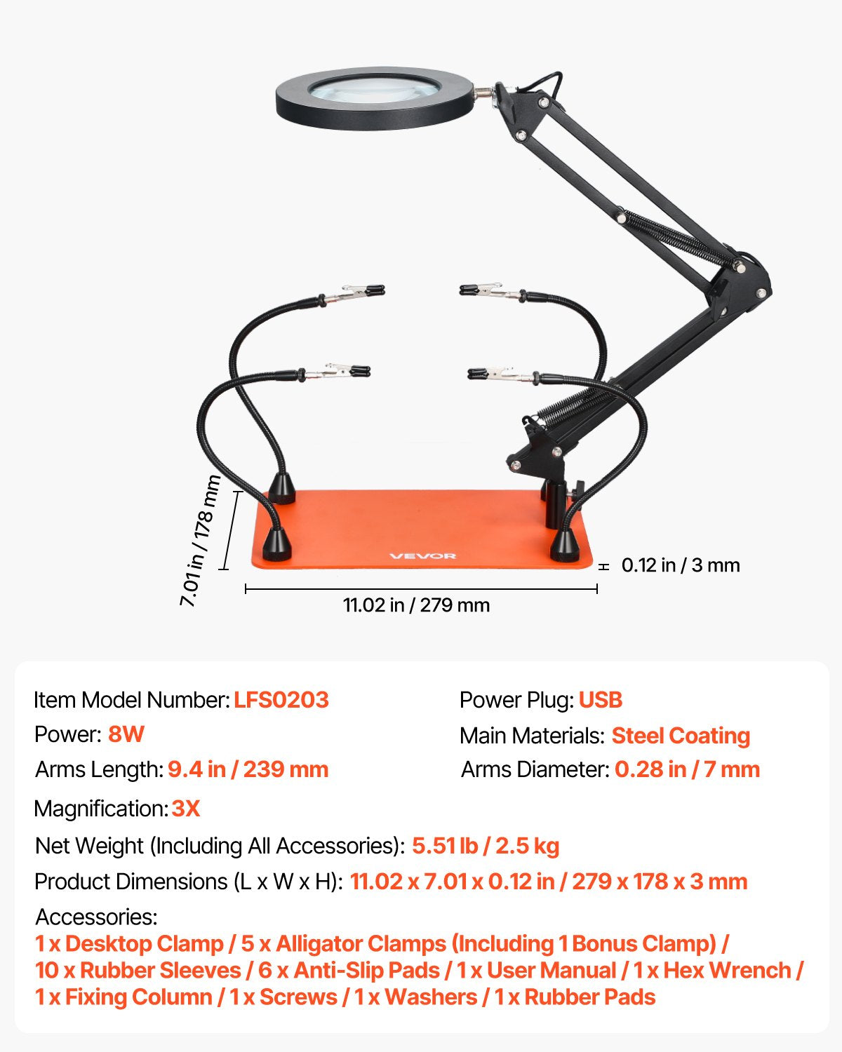 Magnetic Helping Hands Soldering Station, 4 Flexible Arms Third Hand Tool with 3X LED Magnifying Lamp & Non-Slip Heavy-Duty Base, Soldering Helping Hands for Electronic Repair Craft Hobby DIY