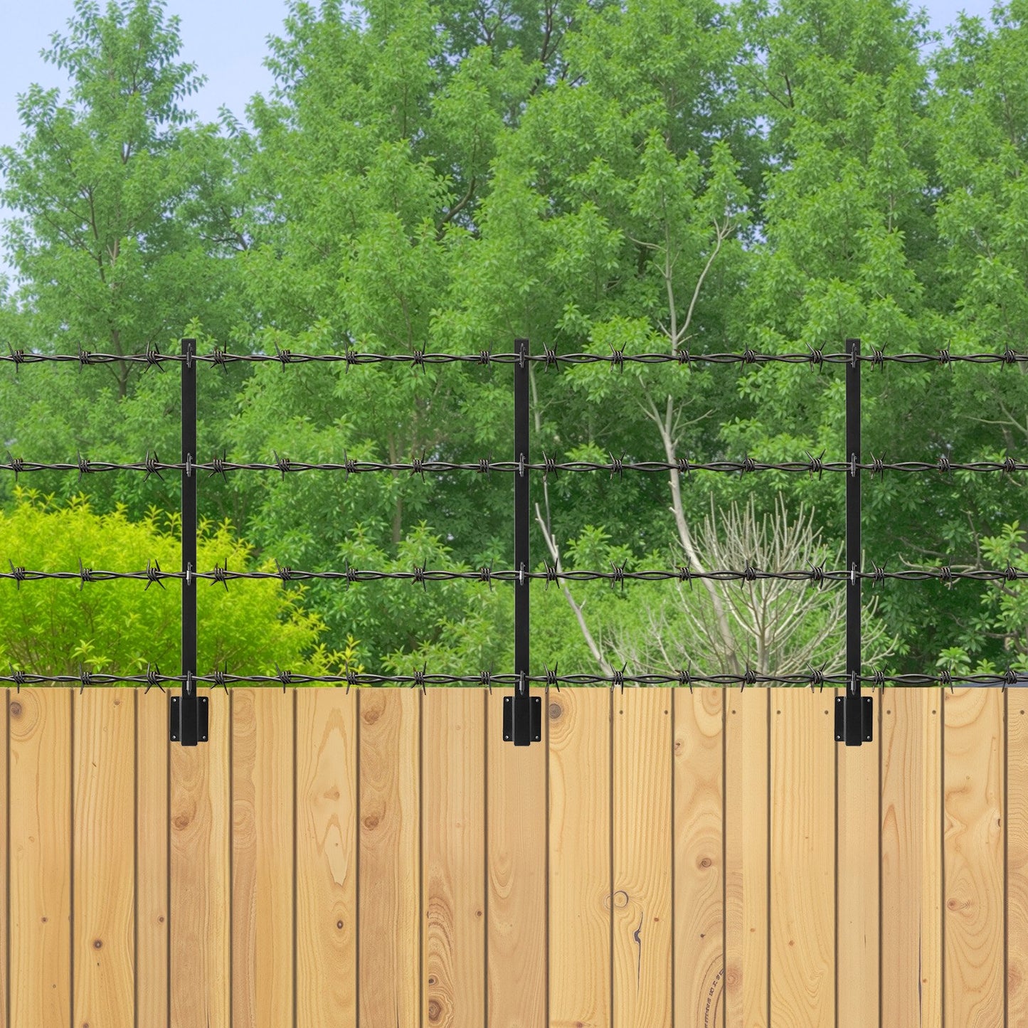 Fence Post Extender, 12 Packs 815 mm Barbed Wire Arm, Sturdy Steel Fence Height Extender, Flat or Surface Mounted Barbed Wire Extension Arms, Protect Privacy and Prevent Pets Jumping Off