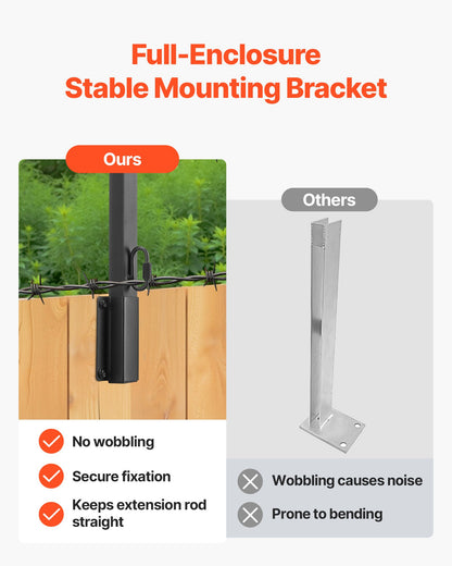 Fence Post Extender, 8 Packs 605 mm Barbed Wire Arm, Sturdy Steel Fence Height Extender, Flat or Surface Mounted Barbed Wire Extension Arms, Protect Privacy and Prevent Pets Jumping Off