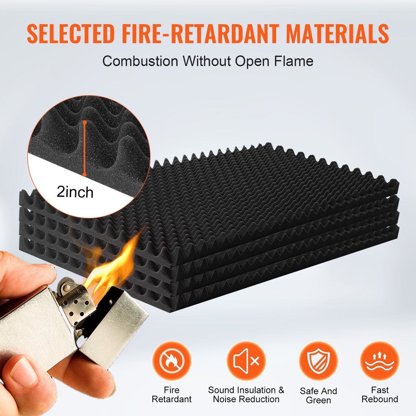 Acoustic Foam Panels, 4 Pack 48 x 24 x 2 inches, Egg Designed Soundproof Wall Panels,Fire-Resistant Acoustic Panels,Sound Dampening Absorbing Panels for Studio Wall and Ceiling,Black