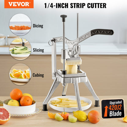 Commercial Vegetable Fruit Chopper 0.64 cm Blade Heavy Duty Professional Food Dicer Kattex French Fry Cutter Onion Slicer Stainless Steel for Tomato Peppers Potato Mushroom