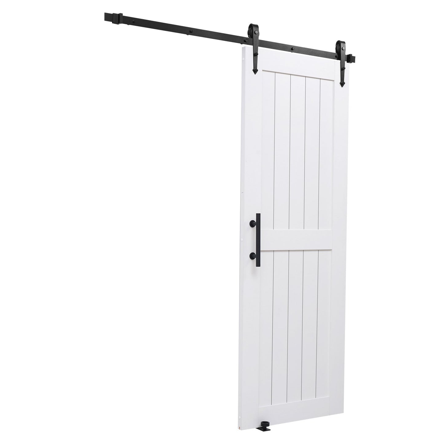 Sliding Barn Door, 762 x 2134mm, High-Strength MDF Panel, Barn Door with Hardware Kit, Water-Proof PVC Surface, Easy to Install, H-Frame, Smoothly and Quietly Sliding for Living Room, Bathroom