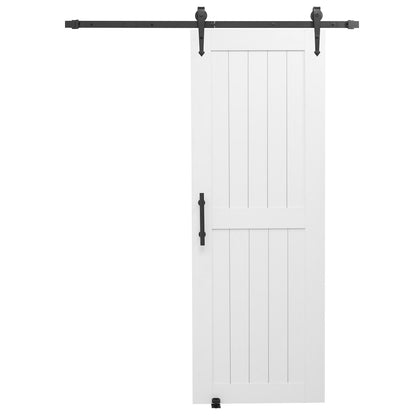 Sliding Barn Door, 762 x 2134mm, High-Strength MDF Panel, Barn Door with Hardware Kit, Water-Proof PVC Surface, Easy to Install, H-Frame, Smoothly and Quietly Sliding for Living Room, Bathroom