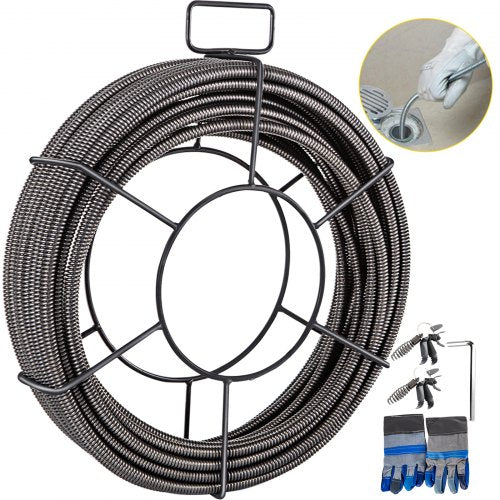 Drain Cleaning Cable 1524 cm x 1.0 cm Solid Core Cable Sewer Cable Drain Auger Cable Cleaner Snake Clog Pipe Drain Cleaning Cable Sewer Drain Auger Snake Pipe