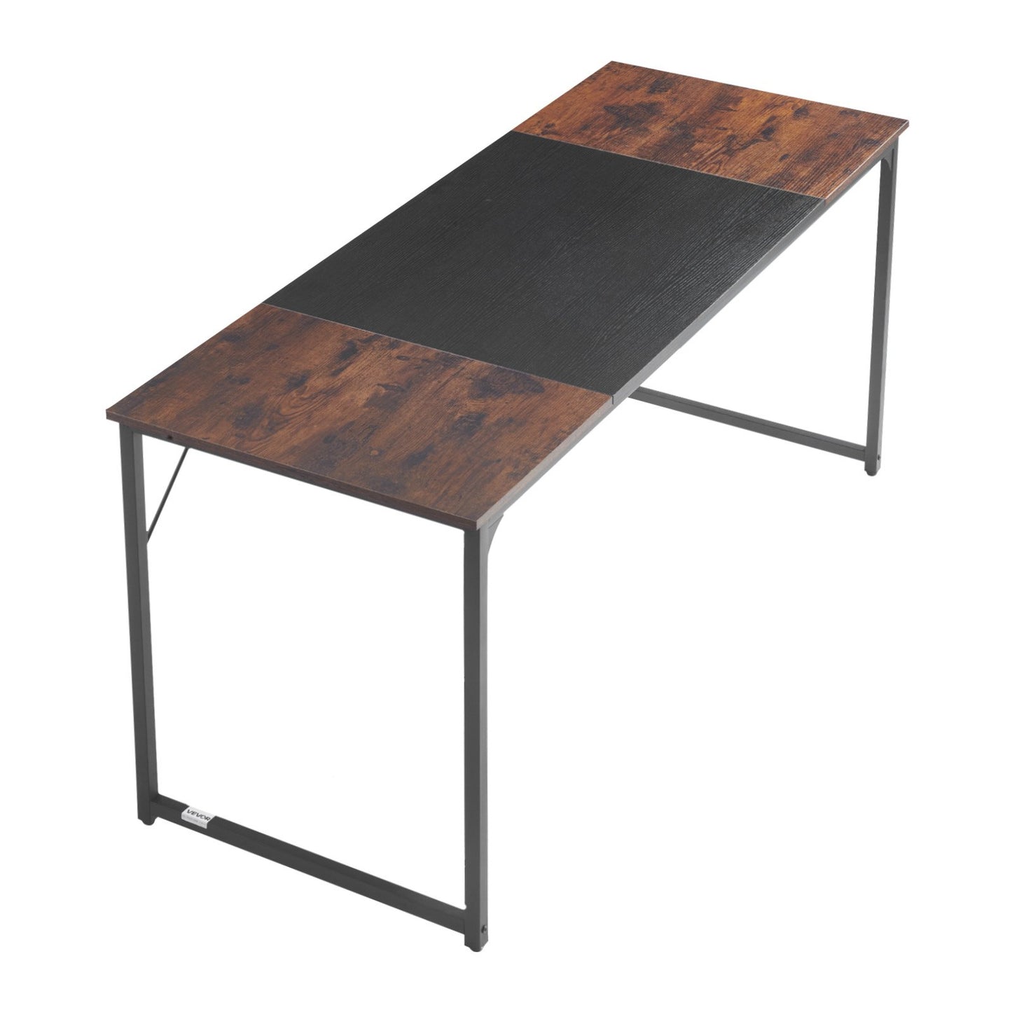 Computer Desk, 160 cm Office Gaming Desk for Home Office, Writing Study Work Modern Simple Table with Metal Frame for Large Legroom, Rustic Brown and Black