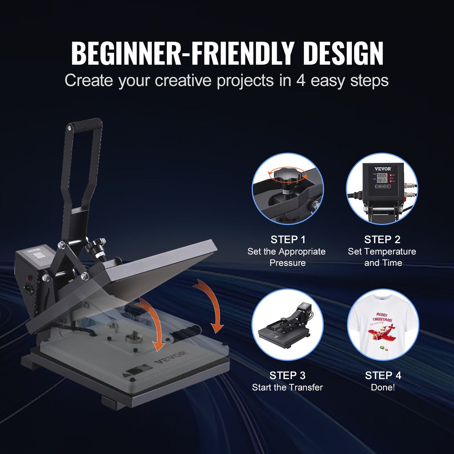 Heat Press Machine 15 x 15 in/38.1 x 38.1 cm Sublimation Printer Transfer for DIY T-shirt