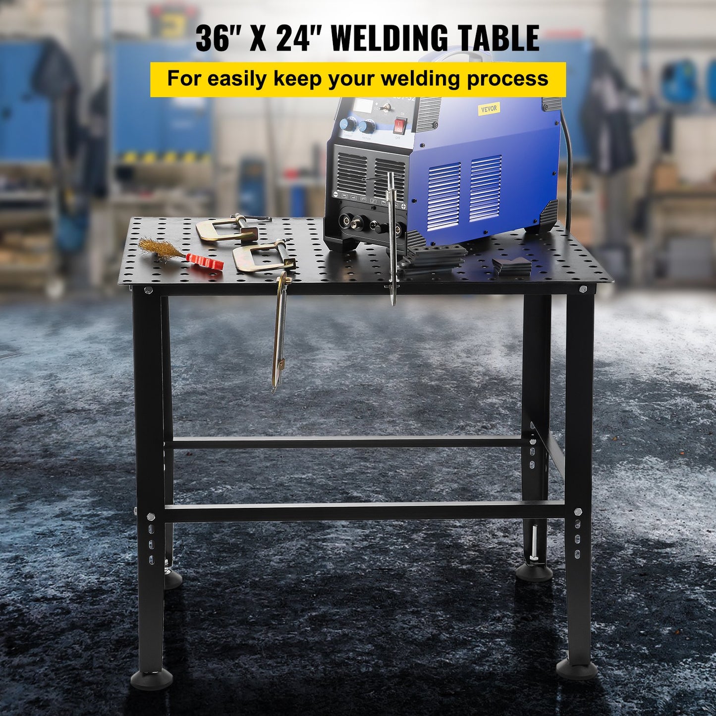 Welding Table 36" x 24", 800LBS Capacity Welding Workbench Table, Heavy-Duty Work Bench with 0.63" Fixture Holes and Non-slip Foot Pads for Welding Assembly Repair Works