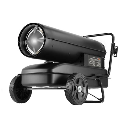 Petroleum-/Diesel-Heißluftheizung, 100.000 BTU, tragbar mit Thermostatsteuerung, 38-Liter-Tank, effiziente Petroleumheizung für den Innen- und Außenbereich, geeignet für Zuhause, Baustellen, Industrie und Werkstätten, Schwarz