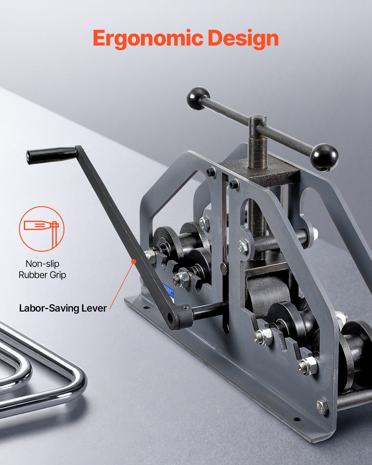 Tube Roller Bender, Max 1-1/2" Manual Tube Pipe Roller Bender with 6 Dies, 360° Copper Aluminum Pipe Bending Tool for Square, Round Tube & Flat Bar, Ideal for HVAC Air Conditioning Auto Repair